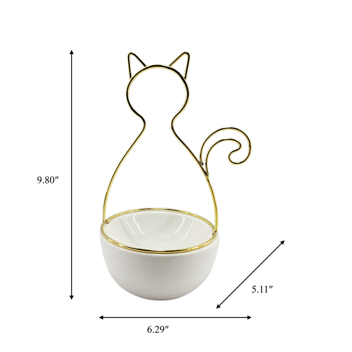 10"h Cat Trinket Tray, White from Sagebrook Home - Luna Furniture