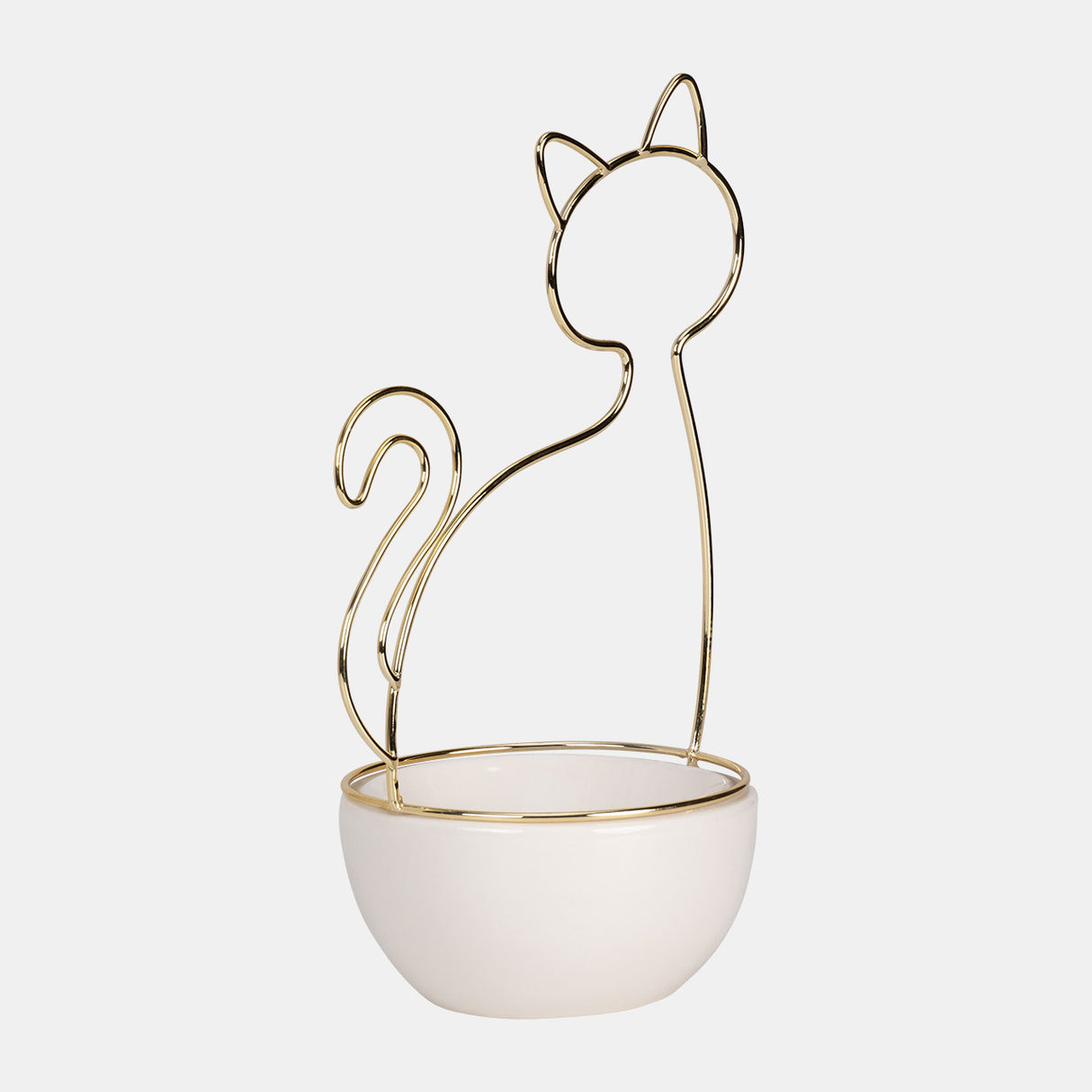 10"h Cat Trinket Tray, White from Sagebrook Home - Luna Furniture