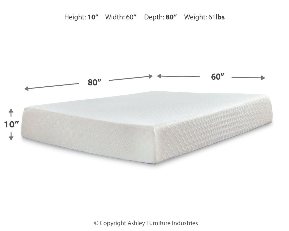 10 Inch Chime Memory Foam Mattress with Adjustable Base in White - PKG010073