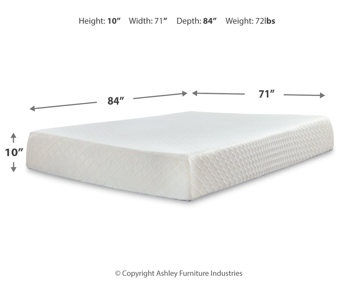 10 Inch Chime Memory Foam Mattress with Adjustable Base in White - PKG010079