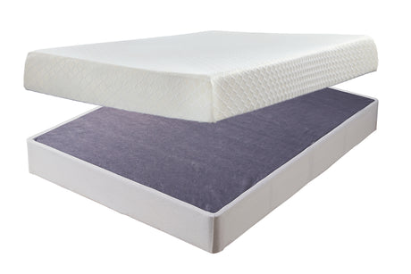 10 Inch Chime Memory Foam Mattress with Foundation in White - PKG009792