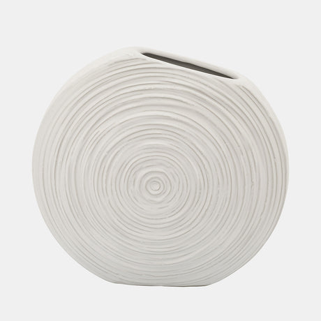 11"h Oval Swirled Vase, White from Sagebrook Home - Luna Furniture