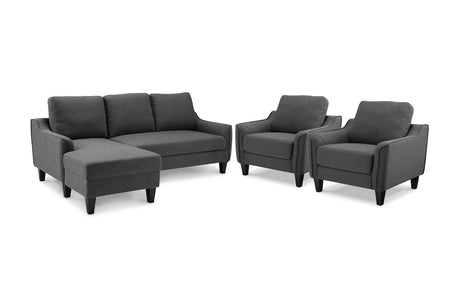 Jarreau Gray Sofa Chaise Sleeper and 2 Chairs -  Ashley - Luna Furniture