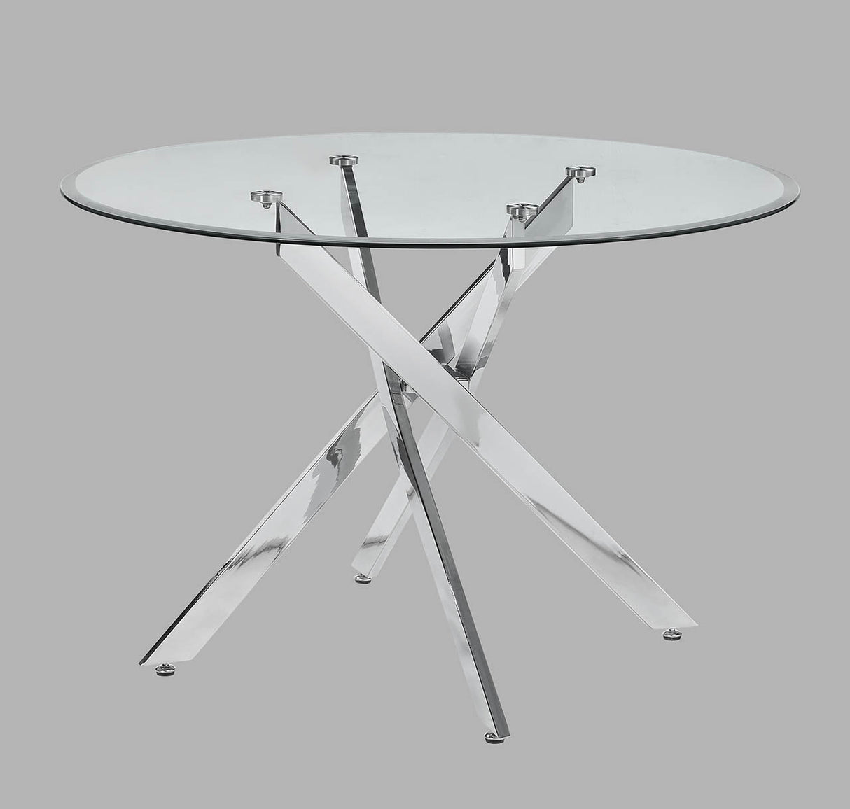 Jetta Chrome Round Dining Table -  Crown Mark - Luna Furniture