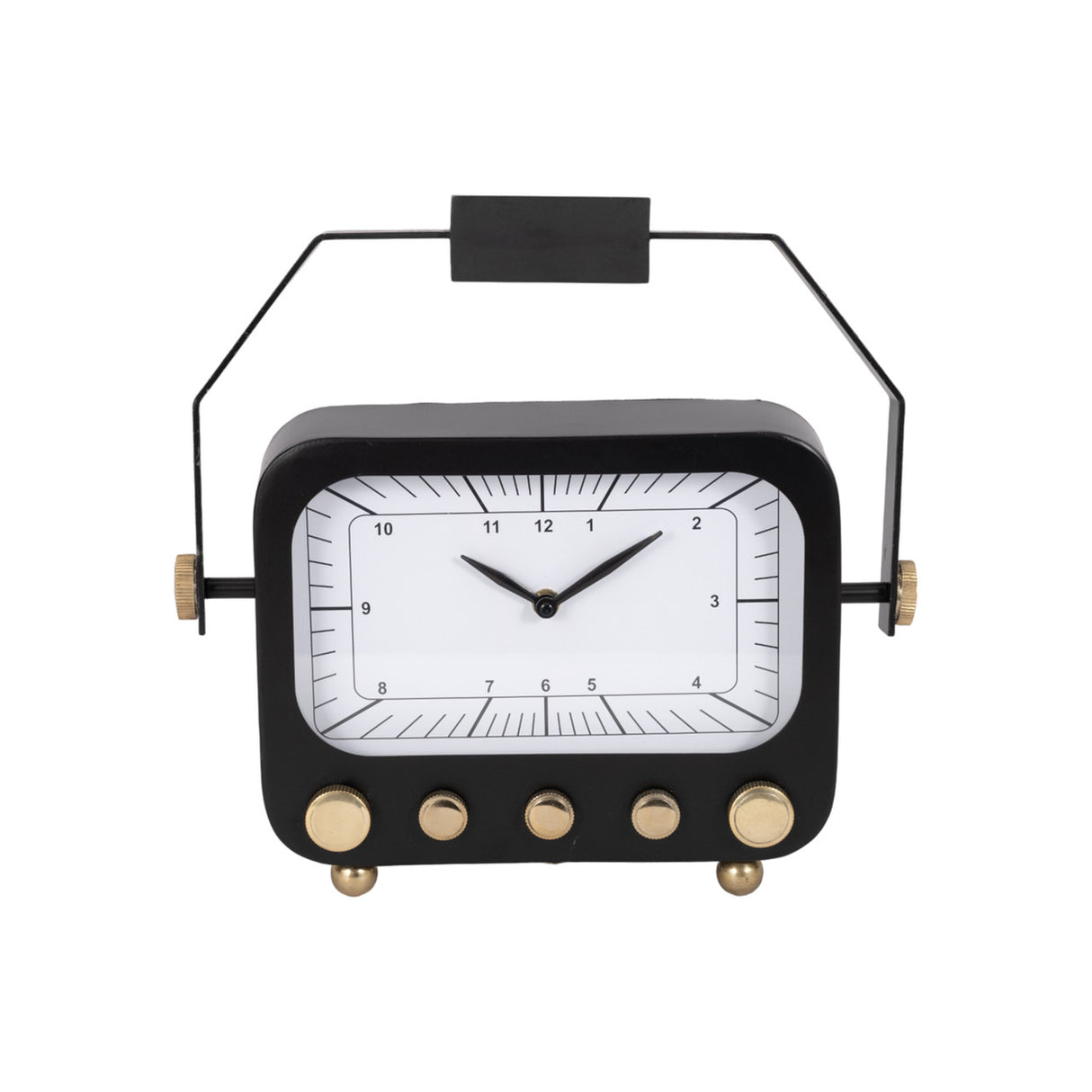 12" Footed Clock With Handle, Black/gold from Sagebrook Home - Luna Furniture