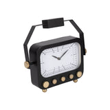 12" Footed Clock With Handle, Black/gold from Sagebrook Home - Luna Furniture