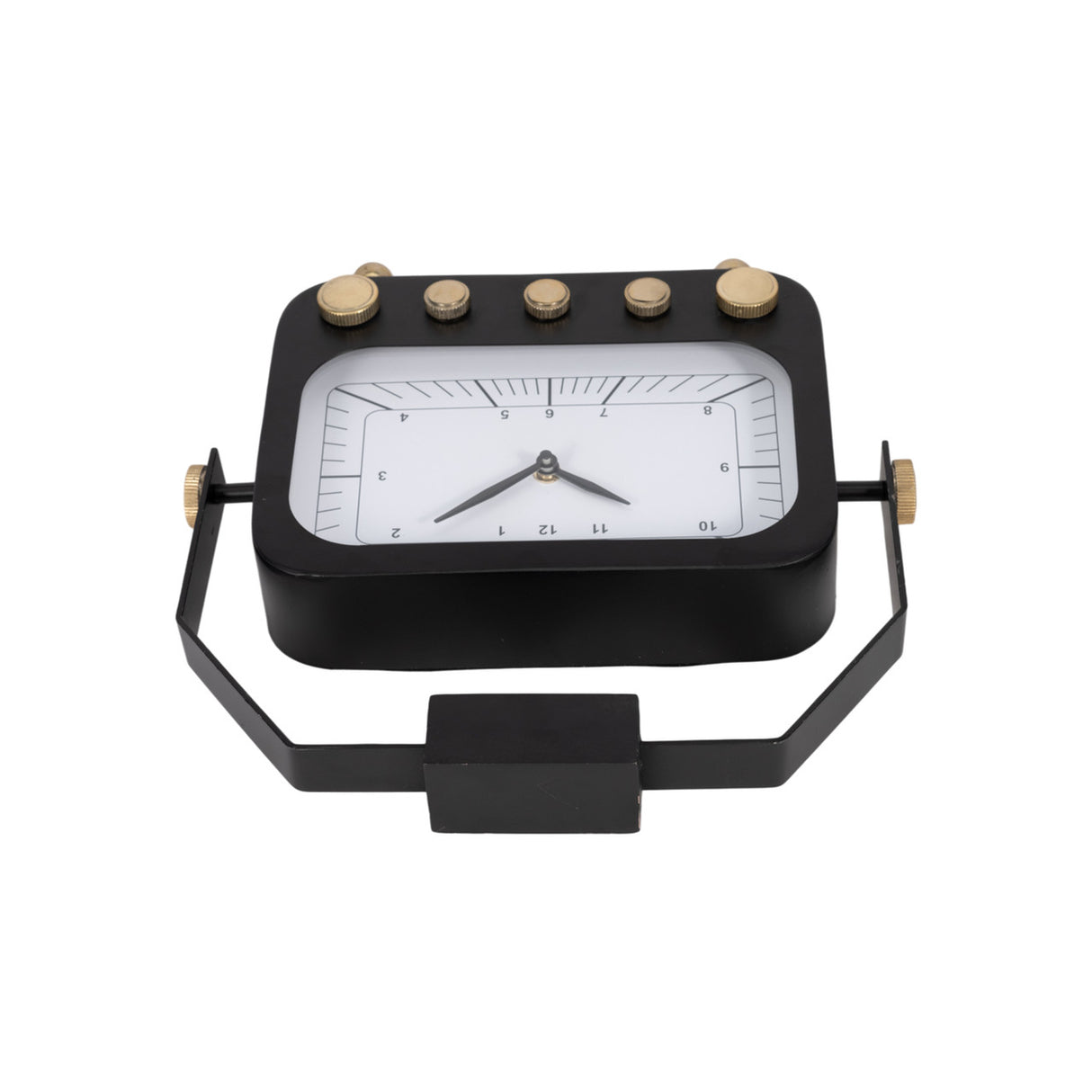 12" Footed Clock With Handle, Black/gold from Sagebrook Home - Luna Furniture