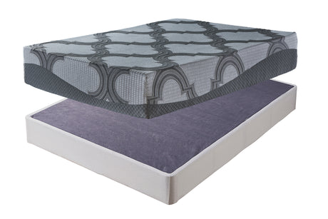 12 Inch Ashley Hybrid Mattress with Foundation in Gray - PKG009679