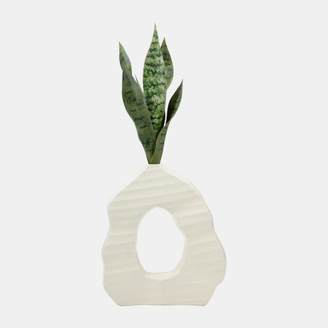 12" Ribbed Open-cut Out Vase, Ivory from Sagebrook Home - Luna Furniture