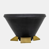 12" Wooden Bowl W/ Metal Legs, Black - 15538