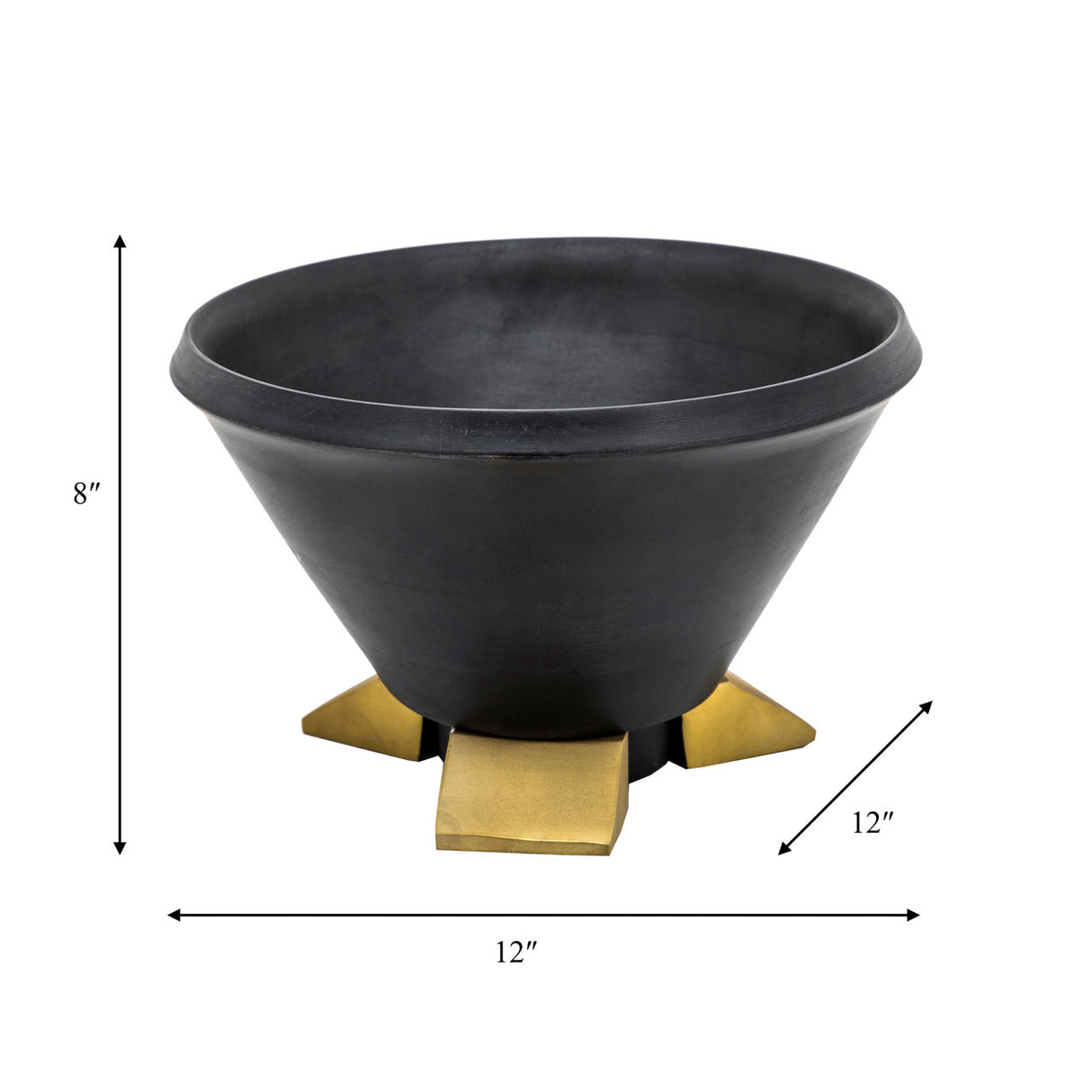 12" Wooden Bowl W/ Metal Legs, Black - 15538