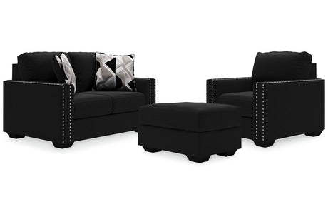 Gleston Onyx Loveseat, Chair and Ottoman -  Ashley - Luna Furniture