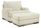 Caretti Parchment Oversized Chair and Ottoman from Ashley - Luna Furniture