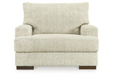 Caretti Parchment Oversized Chair and Ottoman from Ashley - Luna Furniture