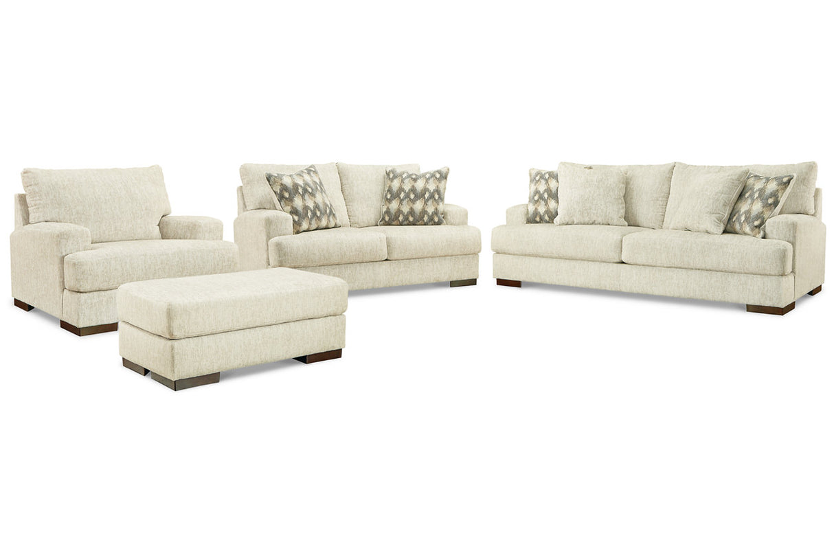 Caretti Parchment Sofa, Loveseat, Oversized Chair and Ottoman from Ashley - Luna Furniture