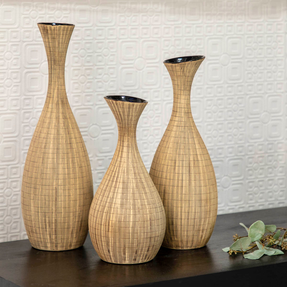 13"h Sorori Vase, Beige from Sagebrook Home - Luna Furniture