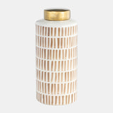 13" Jar W/ Gold Lid, Tan - 15430-01