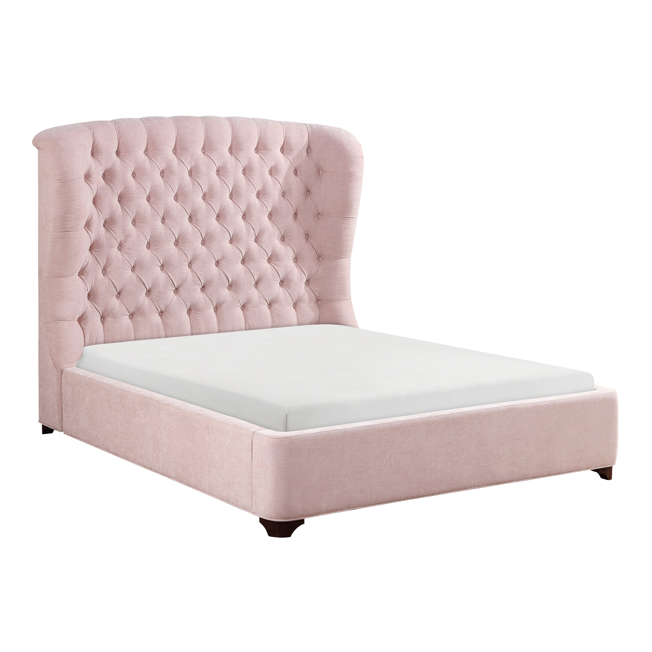 Cameo Pink King Upholstered Wingback Bed from Homelegance - Luna Furniture