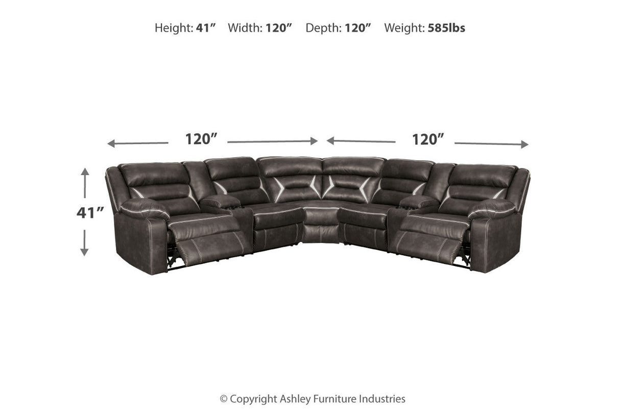 Kincord Midnight 3-Piece Power Reclining Sectional -  Ashley - Luna Furniture