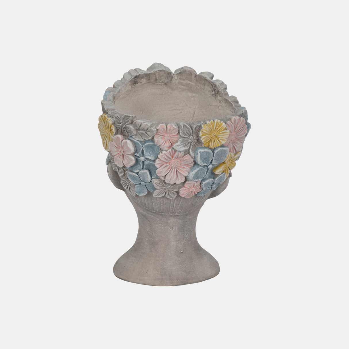 14" Face Planter With Flower Crown, Grey/multi from Sagebrook Home - Luna Furniture