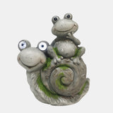 14" Frog Sitting On Snail With Solar Eyes, Grey from Sagebrook Home - Luna Furniture