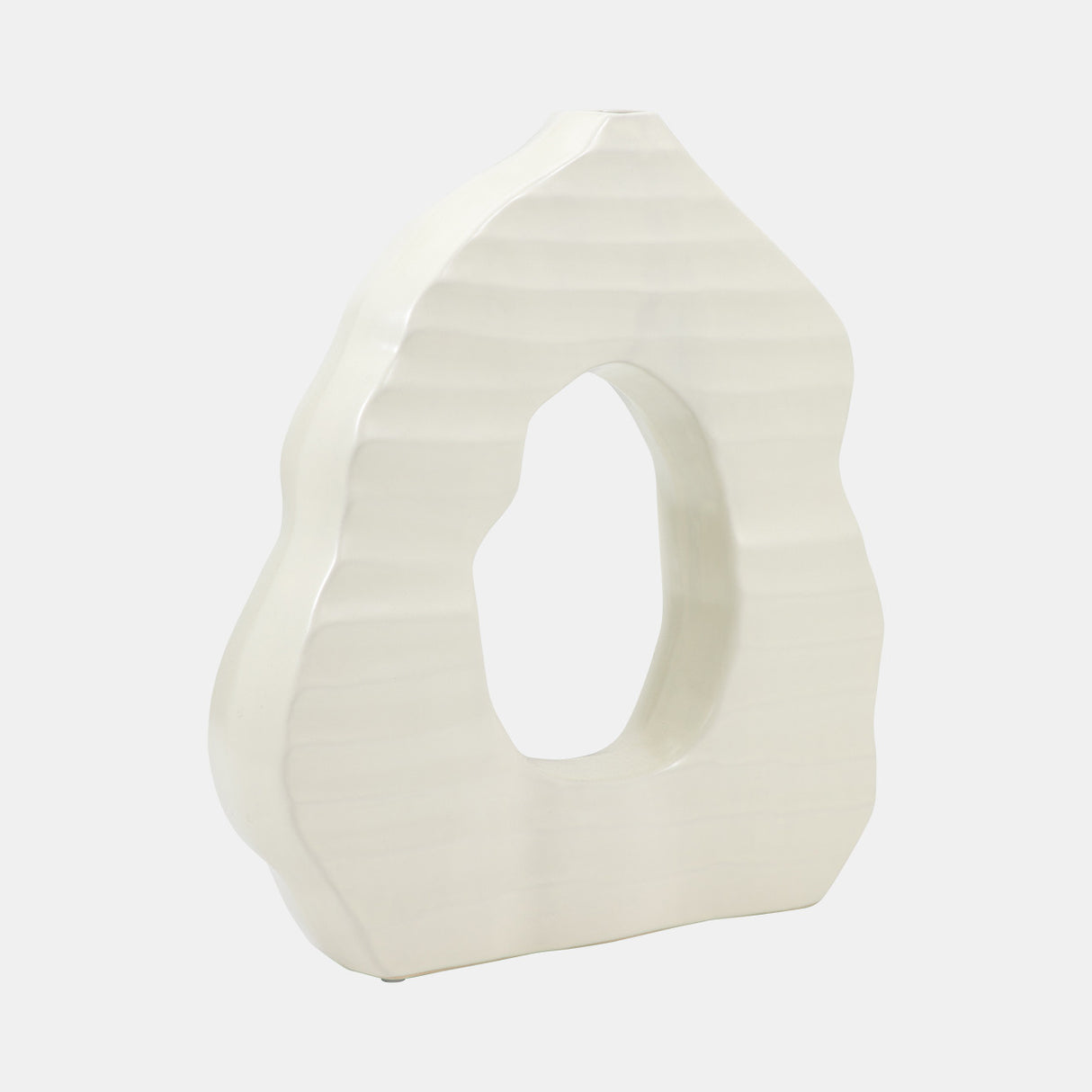 14" Ribbed Open-cut Out Vase, Ivory from Sagebrook Home - Luna Furniture