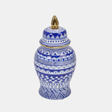 14" White/blue Temple Jar - VC10467-01