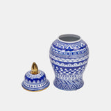 14" White/blue Temple Jar - VC10467-01