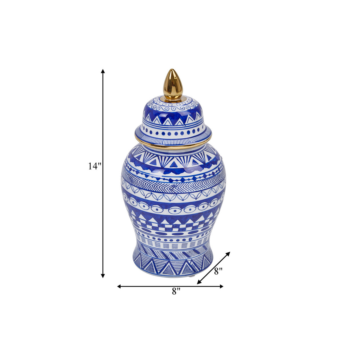 14" White/blue Temple Jar - VC10467-01