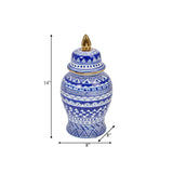 14" White/blue Temple Jar - VC10467-01