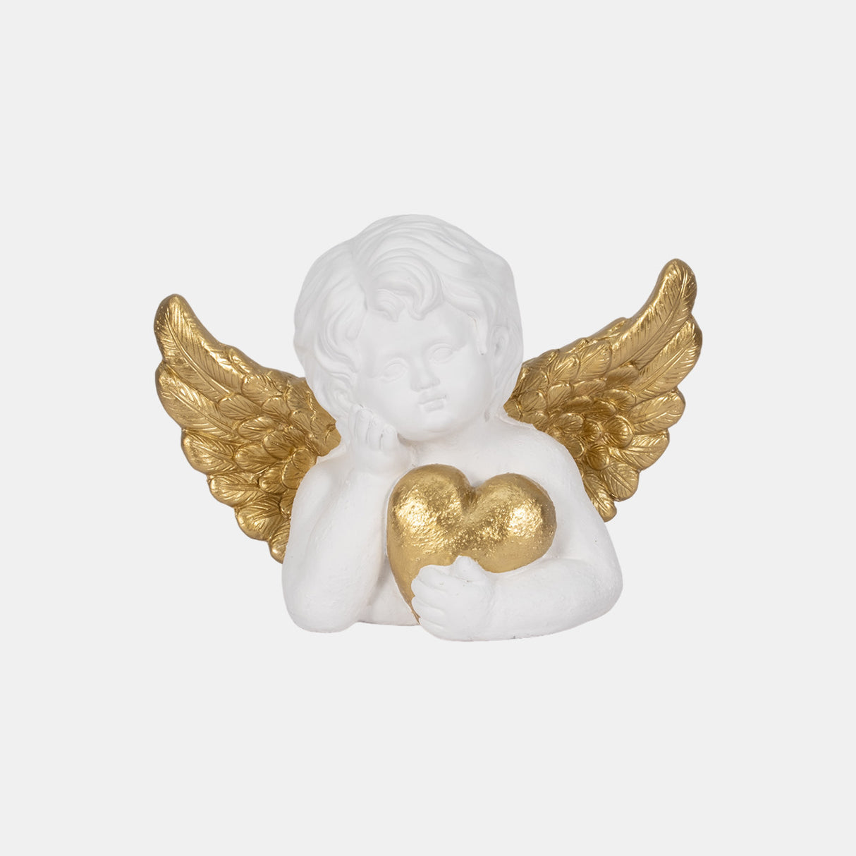 15" Garden Cherub With Heart, White/gold from Sagebrook Home - Luna Furniture