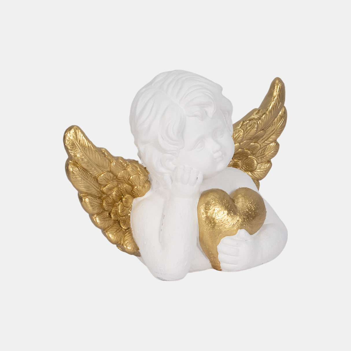 15" Garden Cherub With Heart, White/gold from Sagebrook Home - Luna Furniture