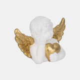 15" Garden Cherub With Heart, White/gold from Sagebrook Home - Luna Furniture