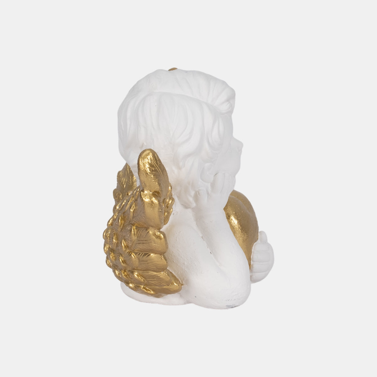 15" Garden Cherub With Heart, White/gold from Sagebrook Home - Luna Furniture