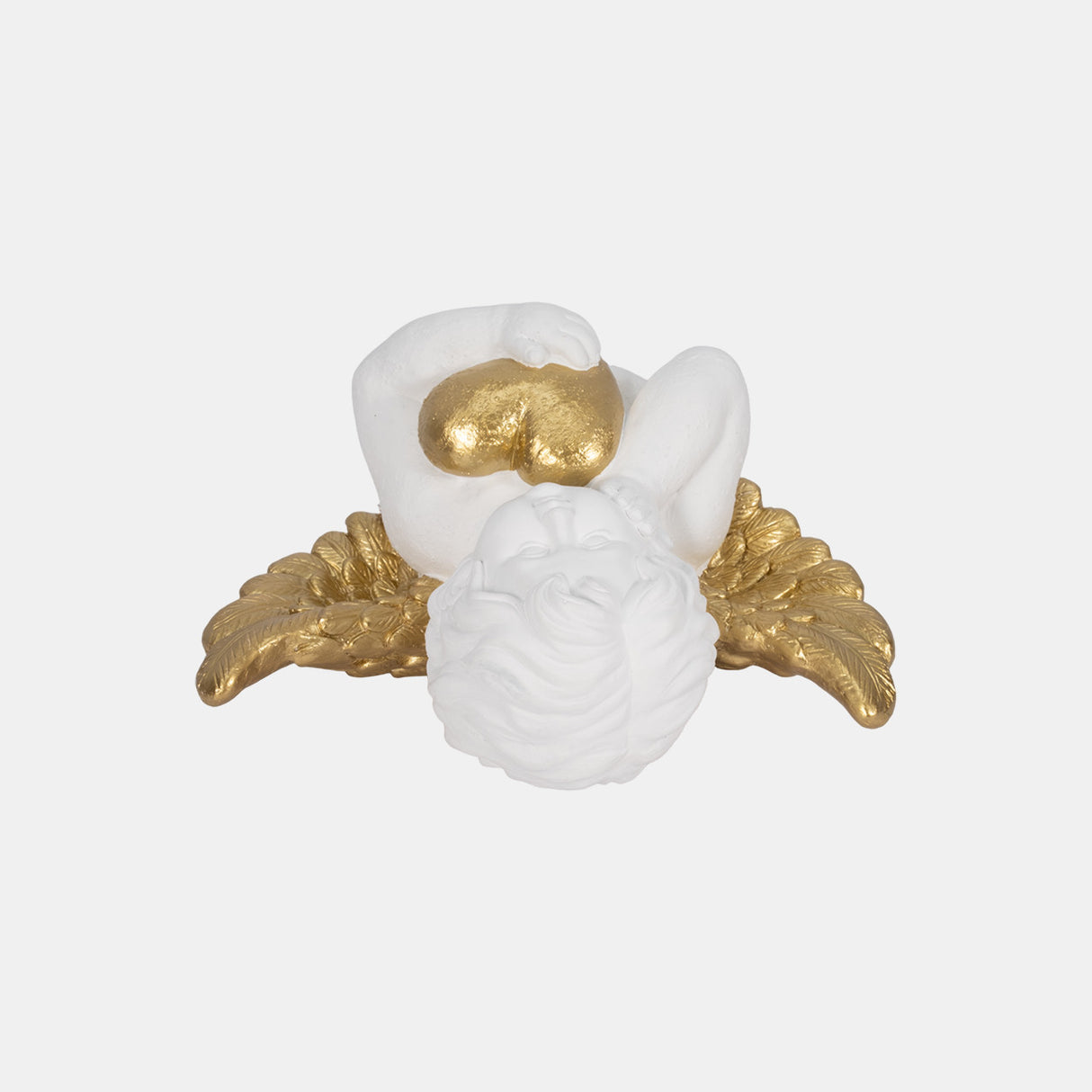 15" Garden Cherub With Heart, White/gold from Sagebrook Home - Luna Furniture