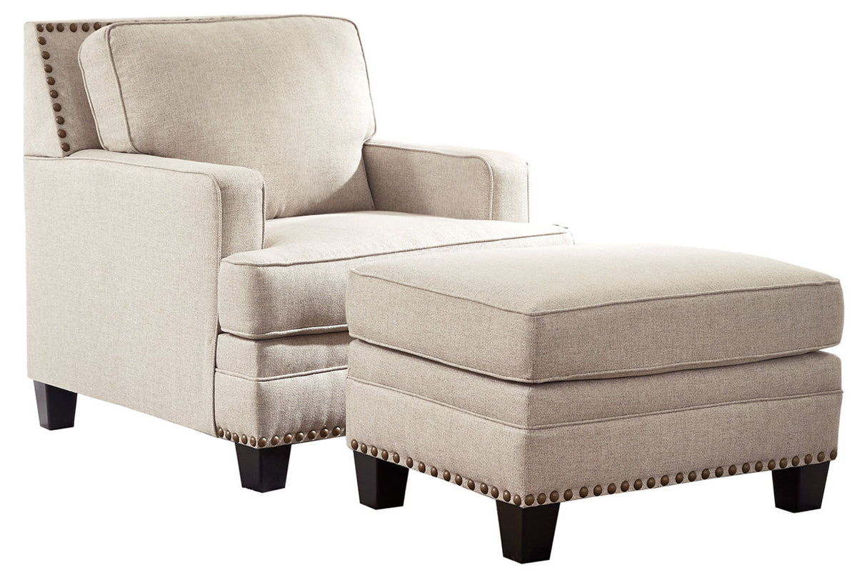 Claredon Linen Chair and Ottoman from Ashley - Luna Furniture