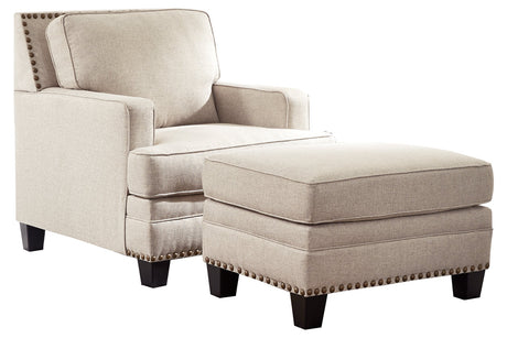 Claredon Linen Chair and Ottoman -  Ashley - Luna Furniture