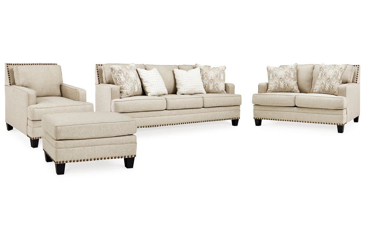 Claredon Linen Sofa, Loveseat, Chair and Ottoman from Ashley - Luna Furniture