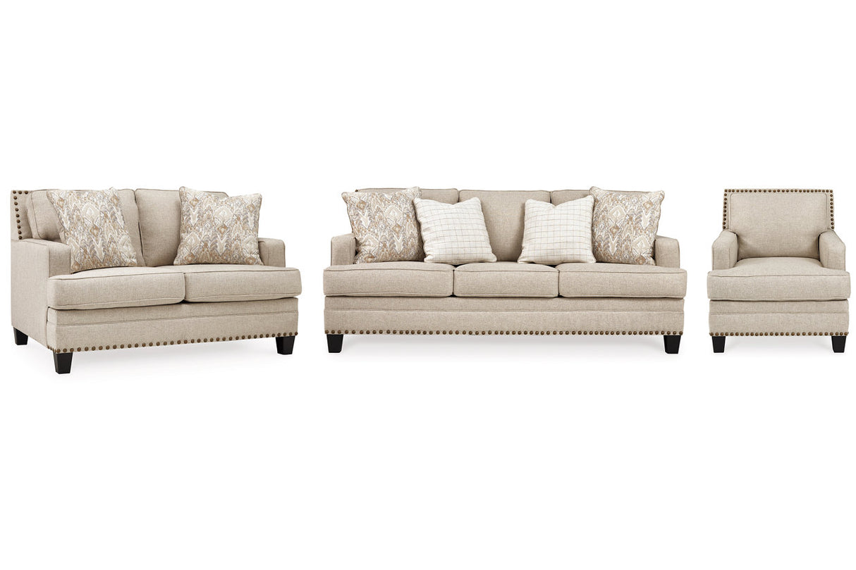 Claredon Linen Sofa, Loveseat and Chair from Ashley - Luna Furniture