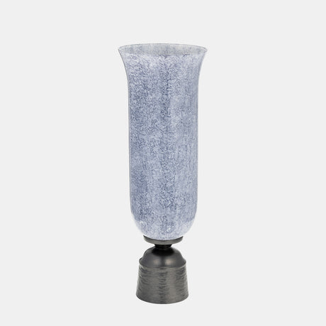 16", Glass Vase W/metal Base, Blue from Sagebrook Home - Luna Furniture