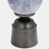 16", Glass Vase W/metal Base, Blue from Sagebrook Home - Luna Furniture