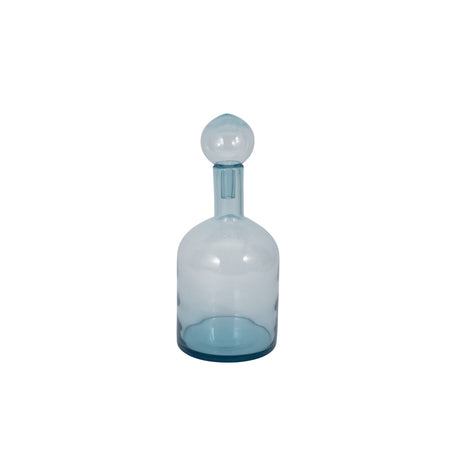 17" Glass Bottle With Stopper, Light Blue from Sagebrook Home - Luna Furniture