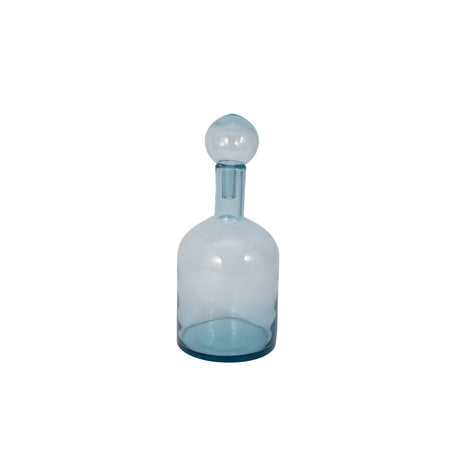 17" Glass Bottle With Stopper, Light Blue from Sagebrook Home - Luna Furniture