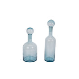 17" Glass Bottle With Stopper, Light Blue from Sagebrook Home - Luna Furniture