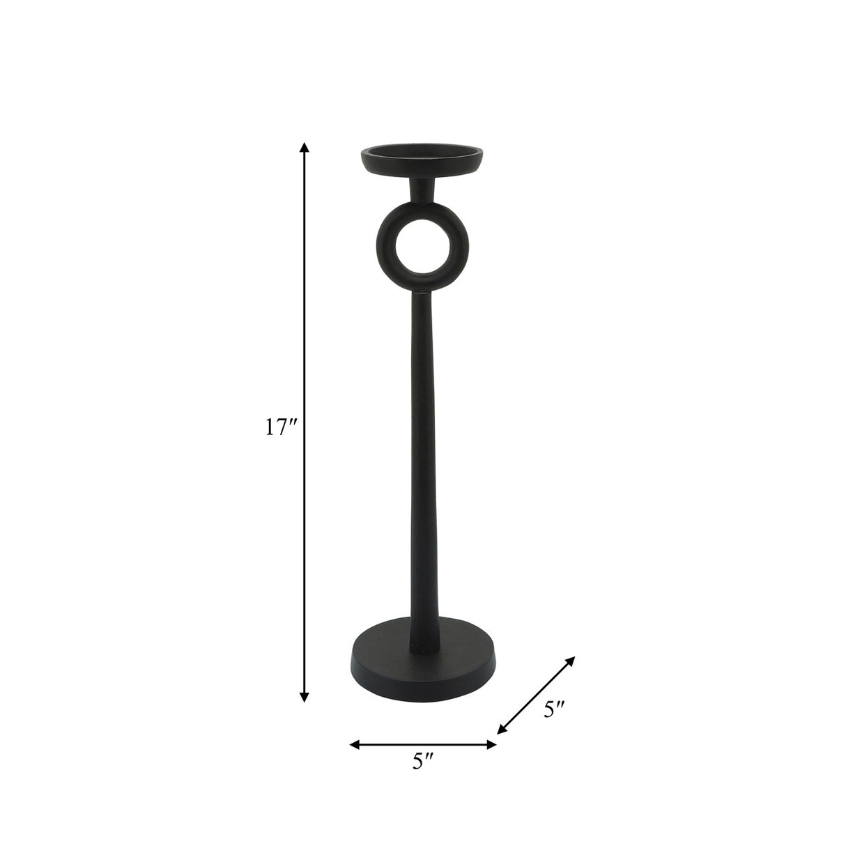 17"h Metal Candle Holder, Black from Sagebrook Home - Luna Furniture