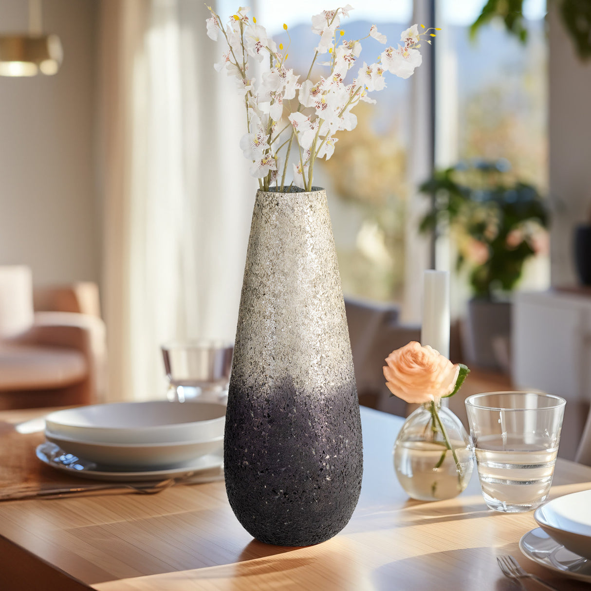 18" Crackled Vase, Plum Ombre from Sagebrook Home - Luna Furniture