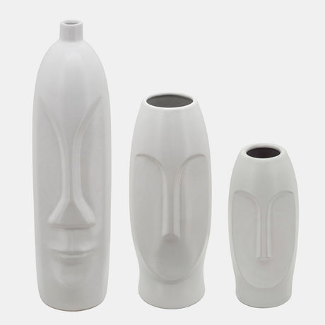 18"h Face Vase, White from Sagebrook Home - Luna Furniture