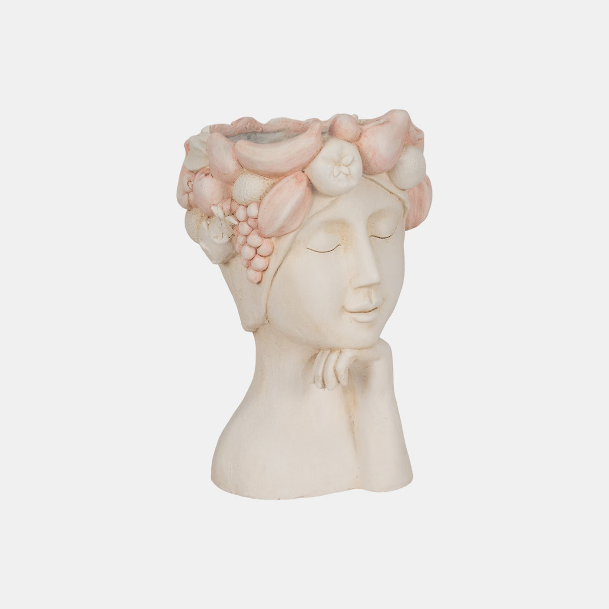 18" Lady With Flower Crown Planter, White/pink from Sagebrook Home - Luna Furniture