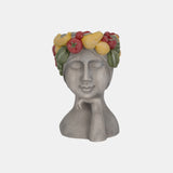 18" Lady With Fruit Planter, Grey/multi from Sagebrook Home - Luna Furniture