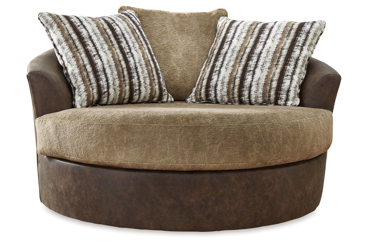 Alesbury Chocolate Sofa, Oversized Chair, Swivel Chair and Ottoman -  Ashley - Luna Furniture